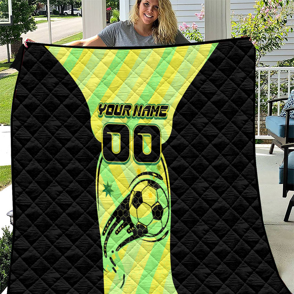 Personalised Matildas Quilt Running Kangaroo Soccer Player Chevron Lines