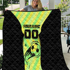 Personalised Matildas Quilt Running Kangaroo Soccer Player Chevron Lines