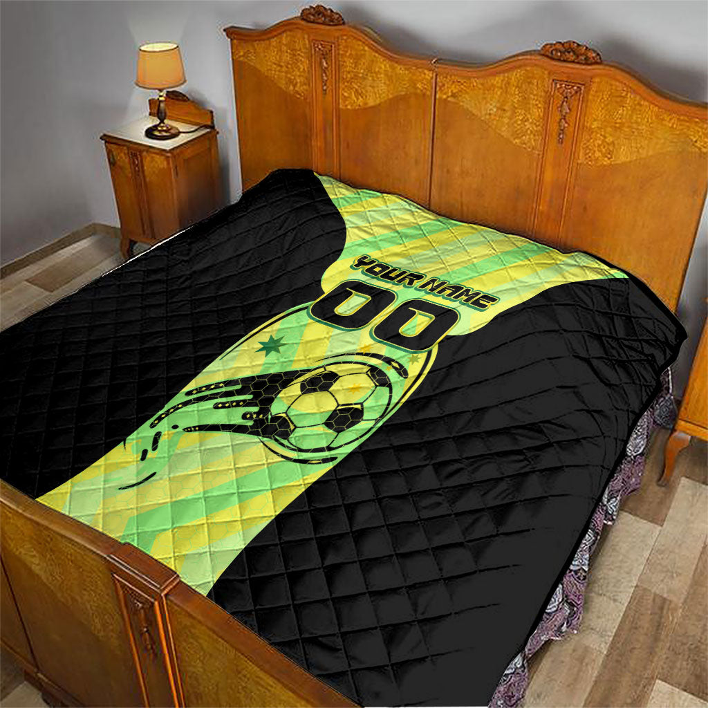 Personalised Matildas Quilt Running Kangaroo Soccer Player Chevron Lines