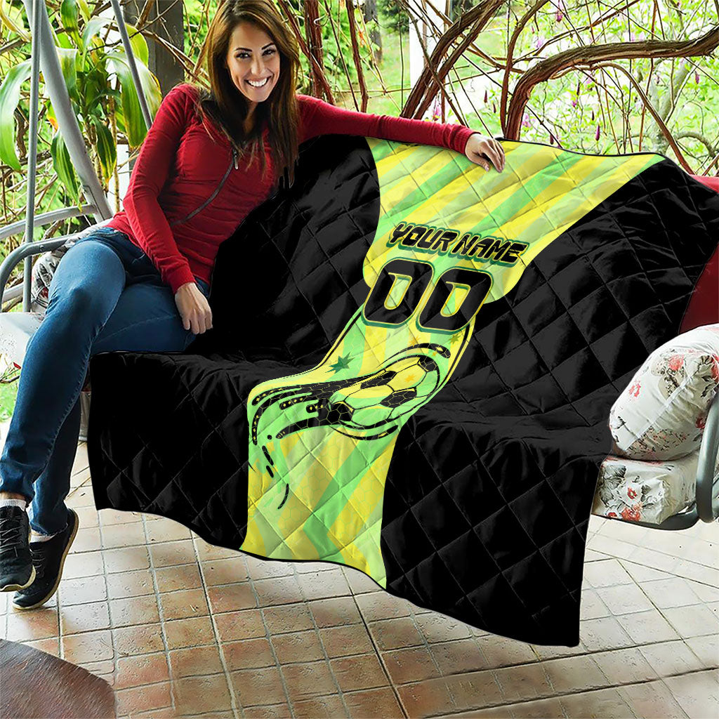 Personalised Matildas Quilt Running Kangaroo Soccer Player Chevron Lines