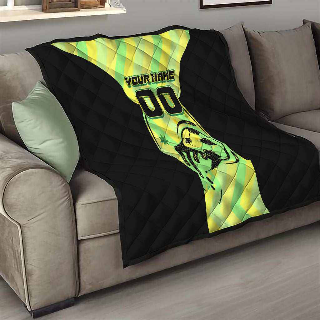 Personalised Matildas Quilt Running Kangaroo Soccer Player Chevron Lines