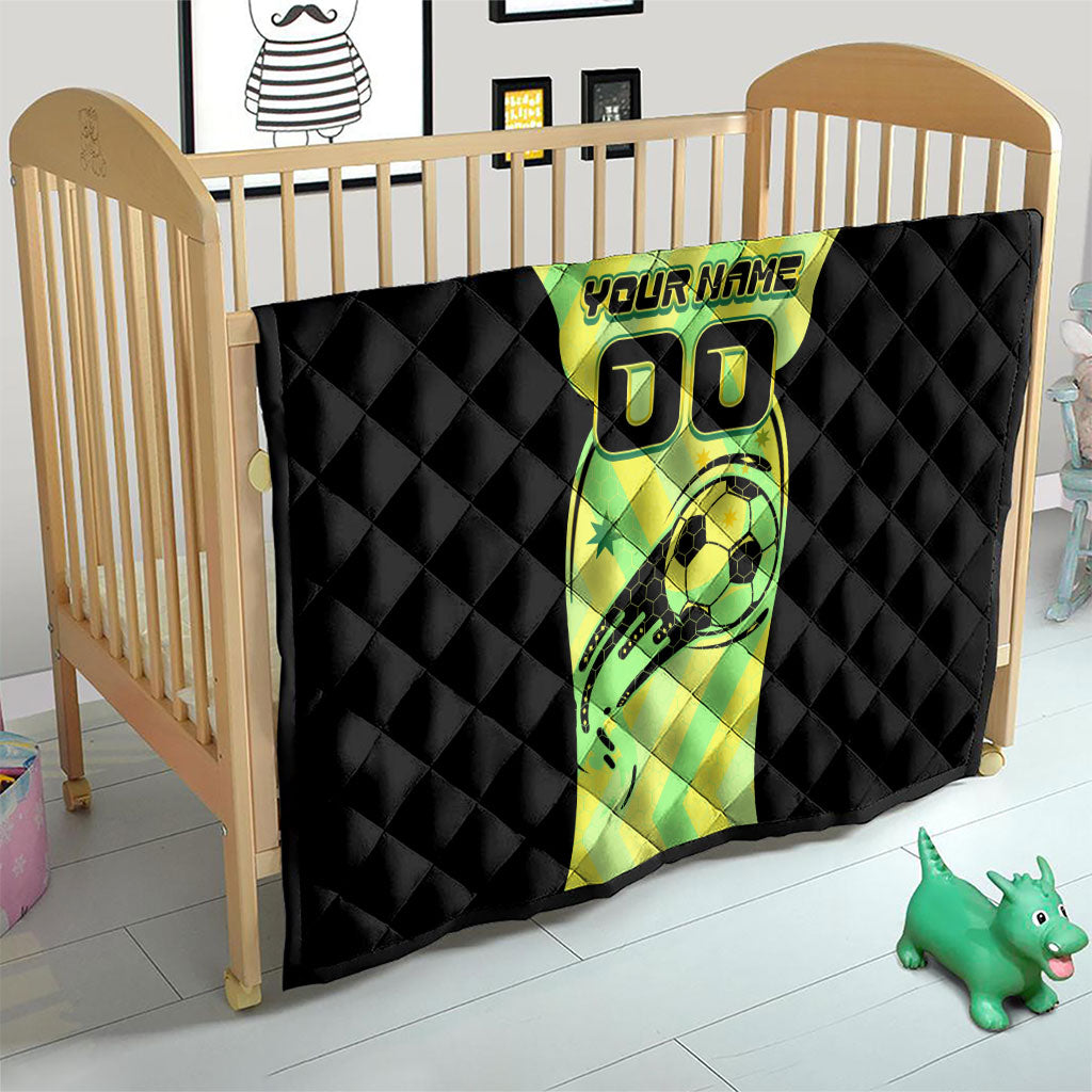 Personalised Matildas Quilt Running Kangaroo Soccer Player Chevron Lines
