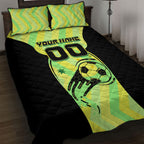 Personalised Matildas Quilt Bed Set Running Kangaroo Soccer Player Chevron Lines