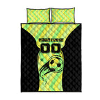 Personalised Matildas Quilt Bed Set Running Kangaroo Soccer Player Chevron Lines