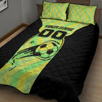 Personalised Matildas Quilt Bed Set Running Kangaroo Soccer Player Chevron Lines