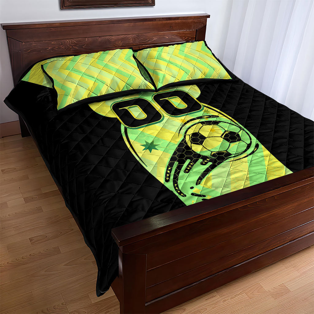 Personalised Matildas Quilt Bed Set Running Kangaroo Soccer Player Chevron Lines