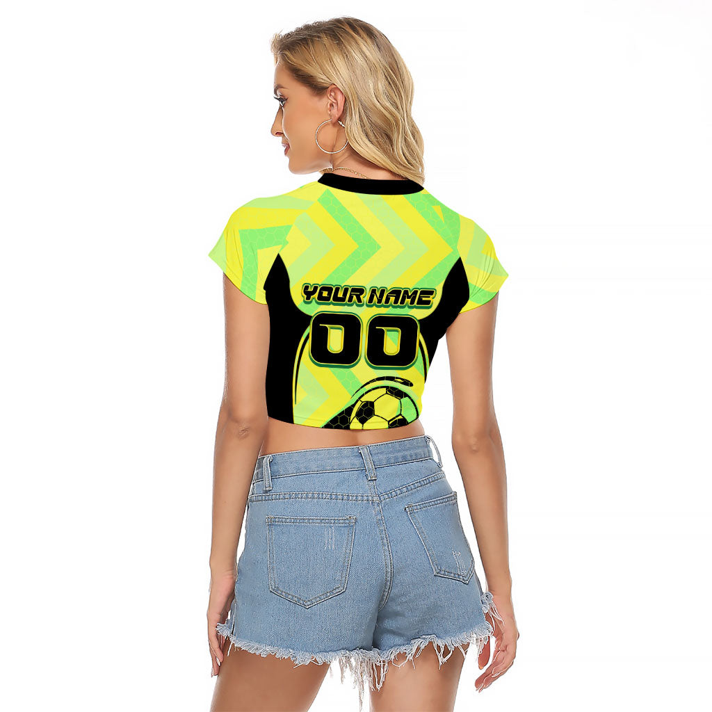 Personalised Matildas Raglan Cropped T Shirt Running Kangaroo Soccer Player Chevron Lines