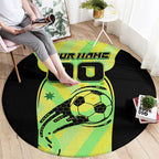 Personalised Matildas Round Carpet Running Kangaroo Soccer Player Chevron Lines
