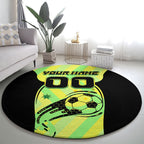 Personalised Matildas Round Carpet Running Kangaroo Soccer Player Chevron Lines