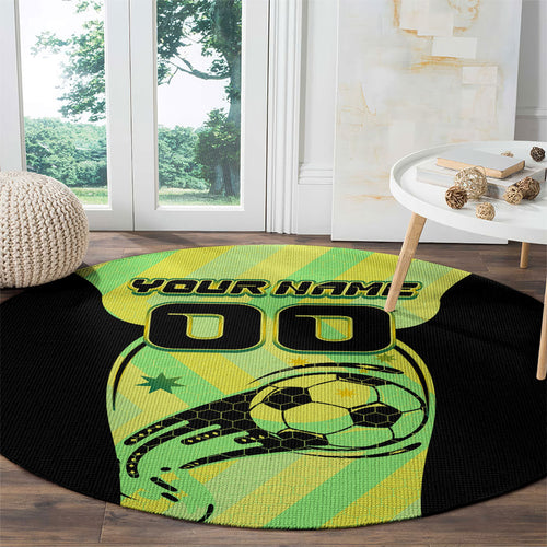 Personalised Matildas Round Carpet Running Kangaroo Soccer Player Chevron Lines