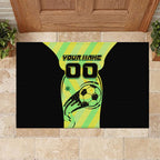 Personalised Matildas Rubber Doormat Running Kangaroo Soccer Player Chevron Lines