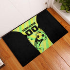 Personalised Matildas Rubber Doormat Running Kangaroo Soccer Player Chevron Lines