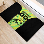 Personalised Matildas Rubber Doormat Running Kangaroo Soccer Player Chevron Lines