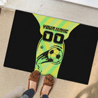 Personalised Matildas Rubber Doormat Running Kangaroo Soccer Player Chevron Lines