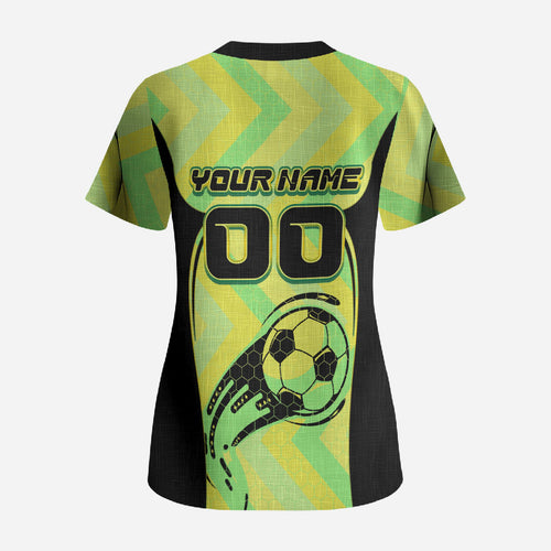 Personalised Matildas Scrub Top Running Kangaroo Soccer Player Chevron Lines