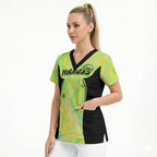 Personalised Matildas Scrub Top Running Kangaroo Soccer Player Chevron Lines