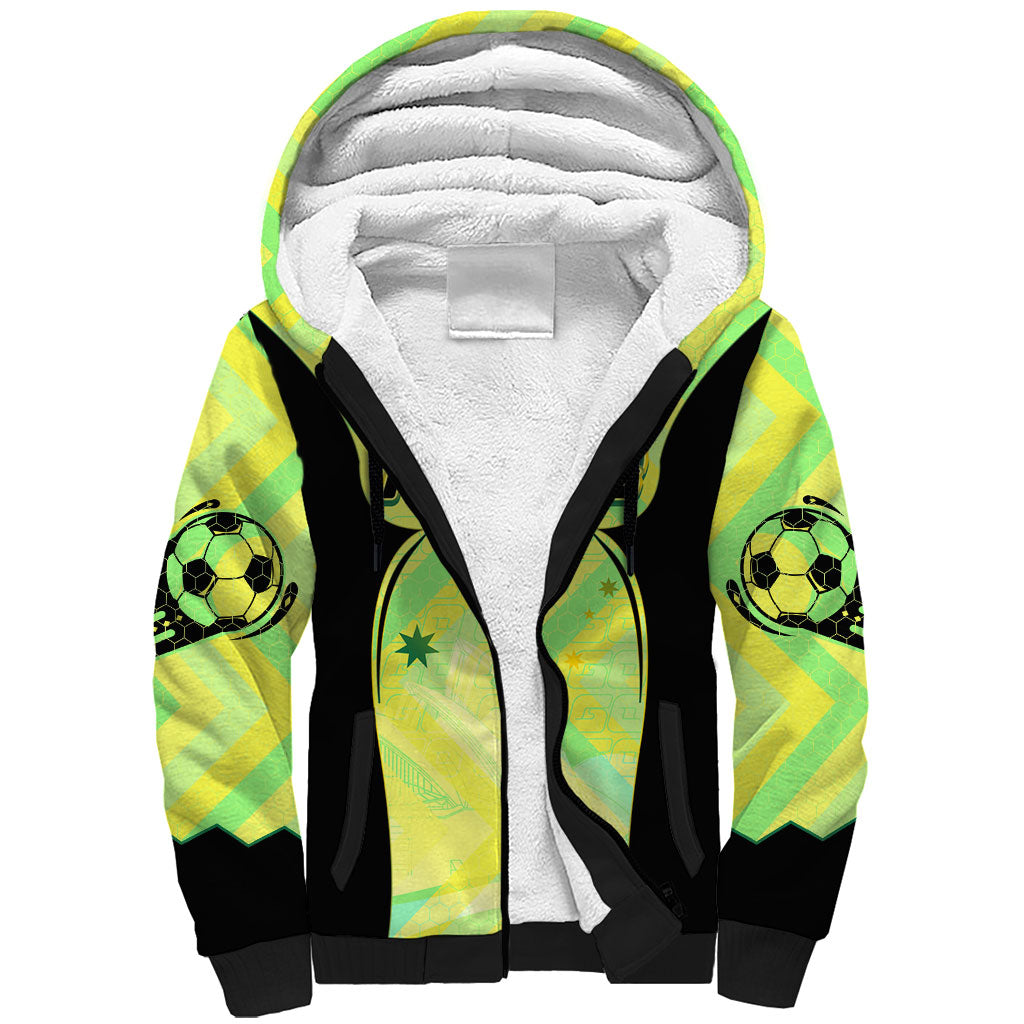 Personalised Matildas Sherpa Hoodie Running Kangaroo Soccer Player Chevron Lines