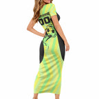 Personalised Matildas Short Sleeve Bodycon Dress Running Kangaroo Soccer Player Chevron Lines