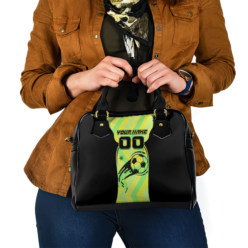 Personalised Matildas Shoulder Handbag Running Kangaroo Soccer Player Chevron Lines