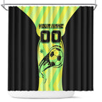 Personalised Matildas Shower Curtain Running Kangaroo Soccer Player Chevron Lines