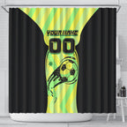 Personalised Matildas Shower Curtain Running Kangaroo Soccer Player Chevron Lines