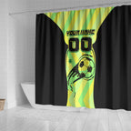 Personalised Matildas Shower Curtain Running Kangaroo Soccer Player Chevron Lines