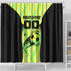 Personalised Matildas Shower Curtain Running Kangaroo Soccer Player Chevron Lines