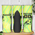 Personalised Matildas Skinny Tumbler Running Kangaroo Soccer Player Chevron Lines