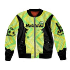 Personalised Matildas Sleeve Zip Bomber Jacket Running Kangaroo Soccer Player Chevron Lines