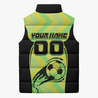 Personalised Matildas Sleeveless Puffer Jacket Running Kangaroo Soccer Player Chevron Lines