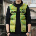 Personalised Matildas Sleeveless Puffer Jacket Running Kangaroo Soccer Player Chevron Lines