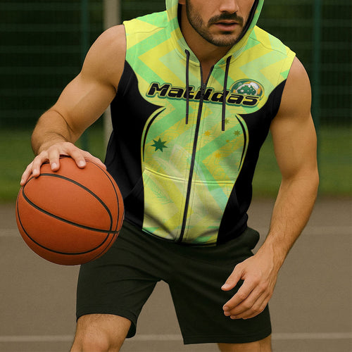 Personalised Matildas Sleeveless Zip Hoodie Running Kangaroo Soccer Player Chevron Lines