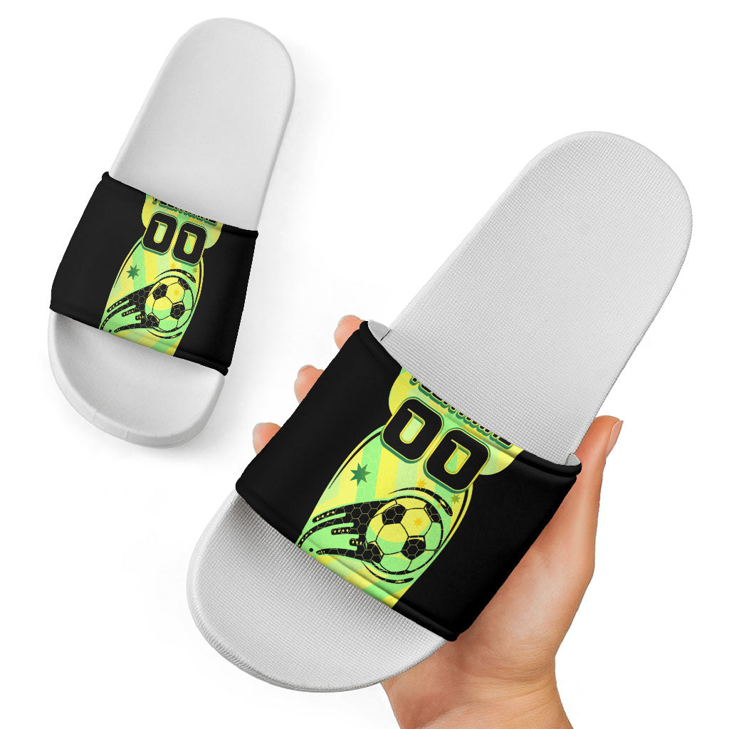 Personalised Matildas Slide Sandals Running Kangaroo Soccer Player Chevron Lines