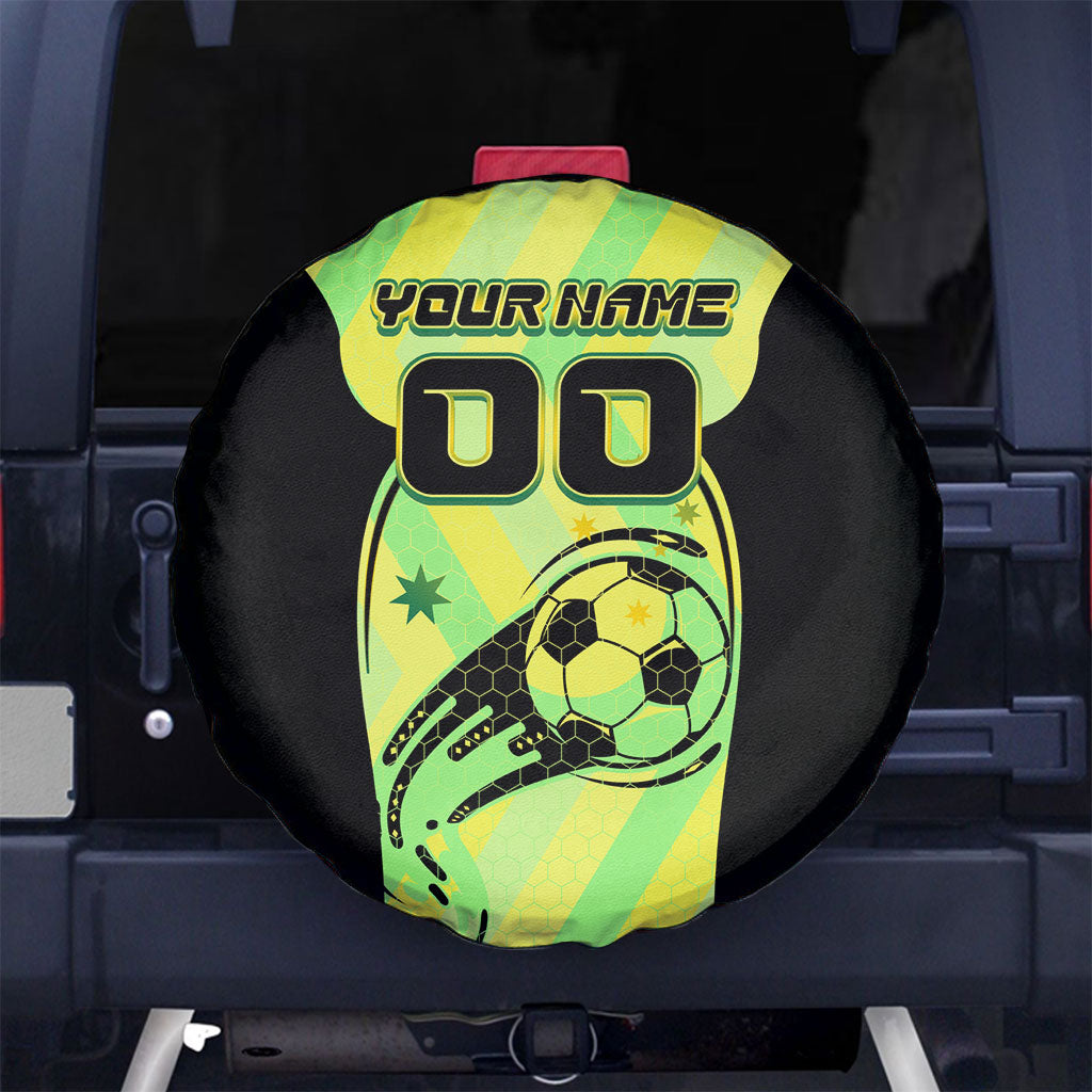 Personalised Matildas Spare Tire Cover Running Kangaroo Soccer Player Chevron Lines