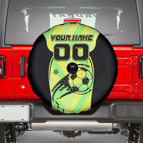 Personalised Matildas Spare Tire Cover Running Kangaroo Soccer Player Chevron Lines
