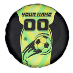 Personalised Matildas Spare Tire Cover Running Kangaroo Soccer Player Chevron Lines