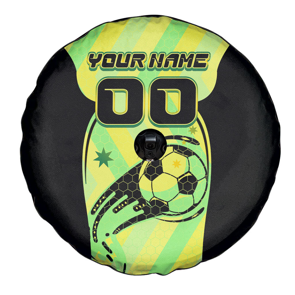 Personalised Matildas Spare Tire Cover Running Kangaroo Soccer Player Chevron Lines