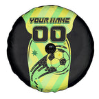 Personalised Matildas Spare Tire Cover Running Kangaroo Soccer Player Chevron Lines