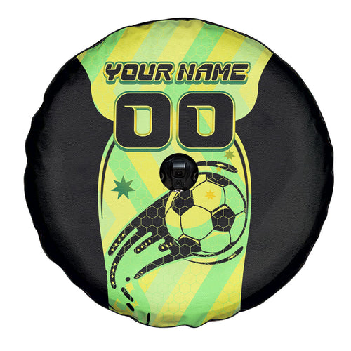 Personalised Matildas Spare Tire Cover Running Kangaroo Soccer Player Chevron Lines