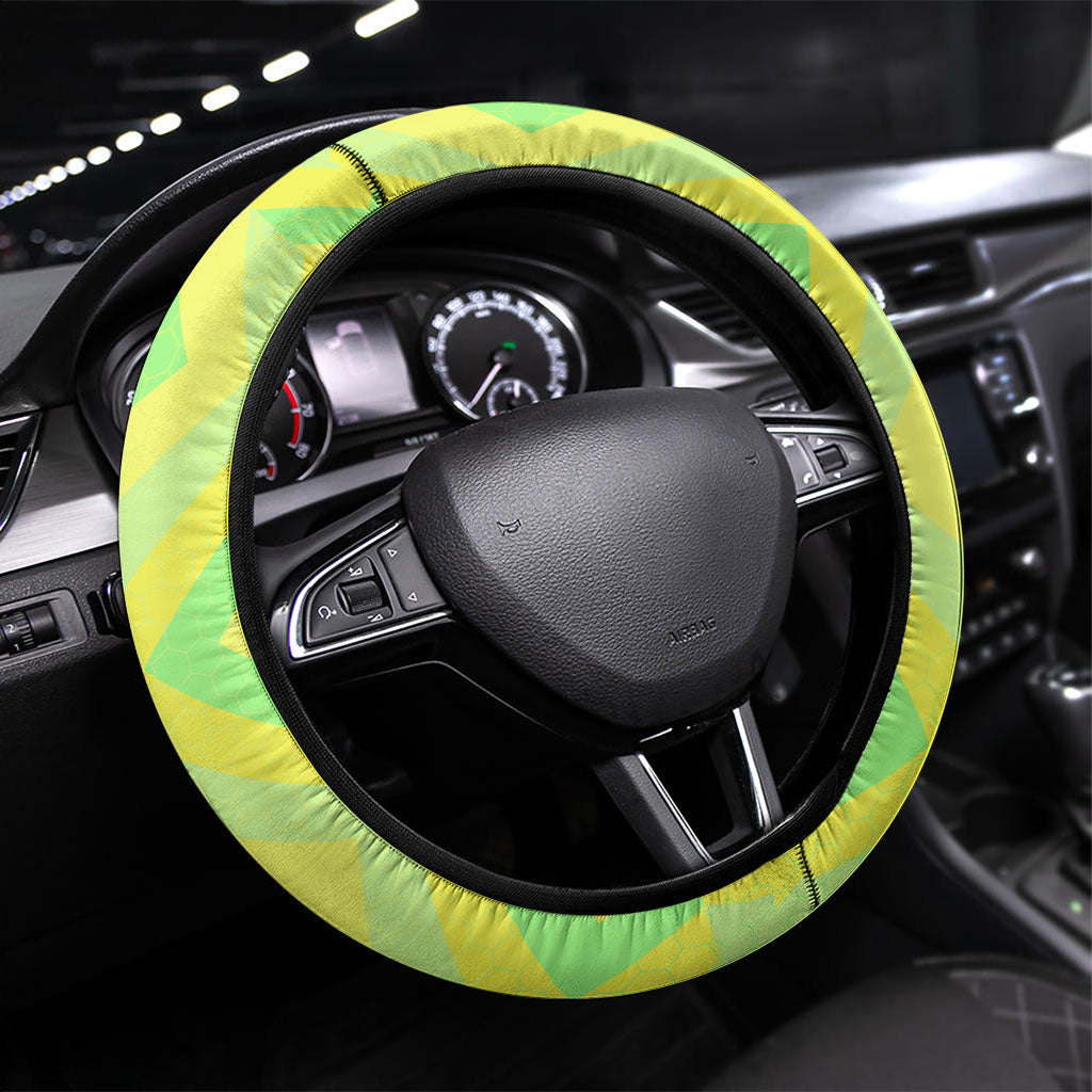 Matildas Steering Wheel Cover Running Kangaroo Soccer Player Chevron Lines