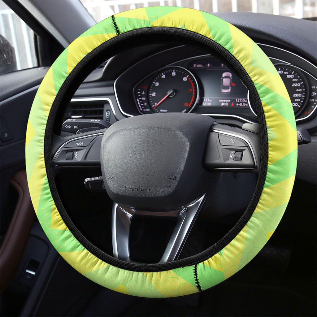Matildas Steering Wheel Cover Running Kangaroo Soccer Player Chevron Lines