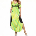Personalised Matildas Summer Maxi Dress Running Kangaroo Soccer Player Chevron Lines