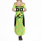 Personalised Matildas Summer Maxi Dress Running Kangaroo Soccer Player Chevron Lines