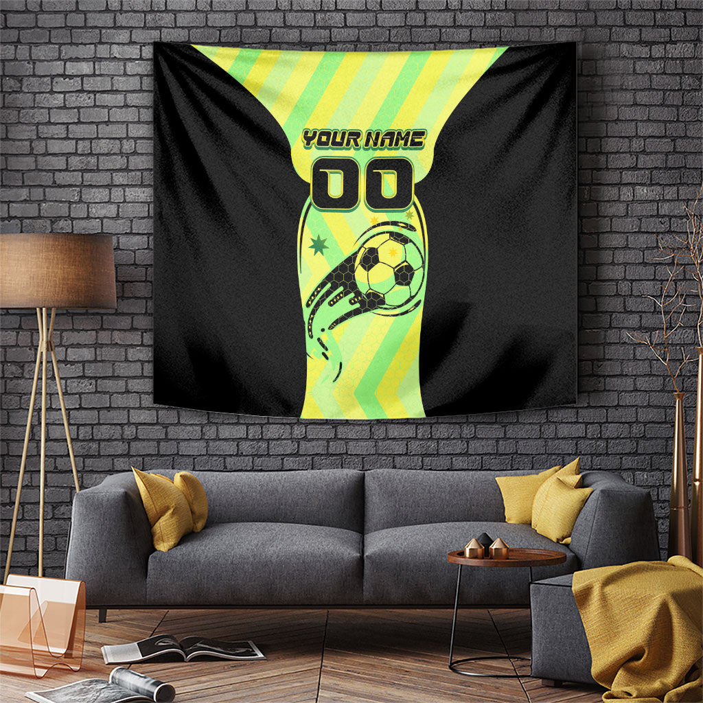 Personalised Matildas Tapestry Running Kangaroo Soccer Player Chevron Lines