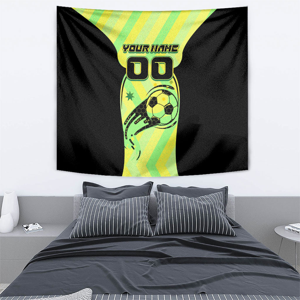 Personalised Matildas Tapestry Running Kangaroo Soccer Player Chevron Lines