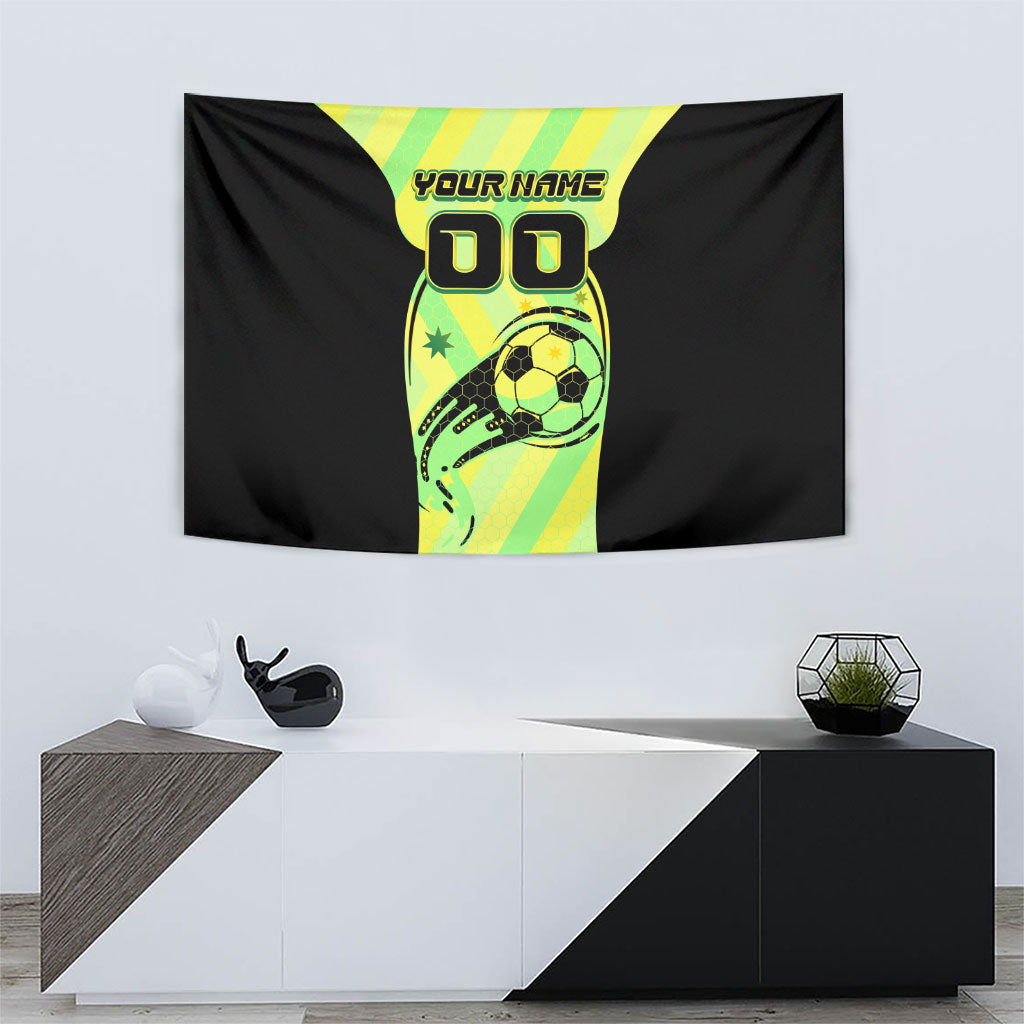 Personalised Matildas Tapestry Running Kangaroo Soccer Player Chevron Lines