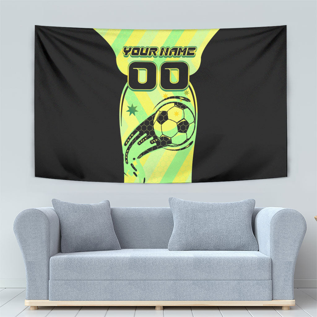 Personalised Matildas Tapestry Running Kangaroo Soccer Player Chevron Lines