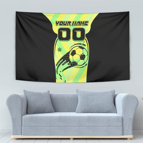 Personalised Matildas Tapestry Running Kangaroo Soccer Player Chevron Lines