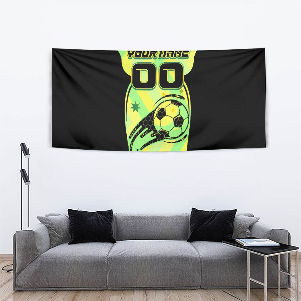 Personalised Matildas Tapestry Running Kangaroo Soccer Player Chevron Lines