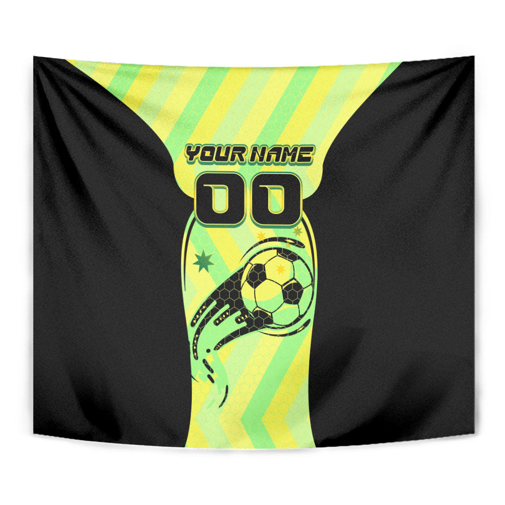 Personalised Matildas Tapestry Running Kangaroo Soccer Player Chevron Lines